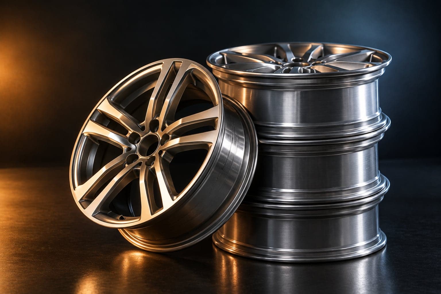 Stack of alloy wheels
