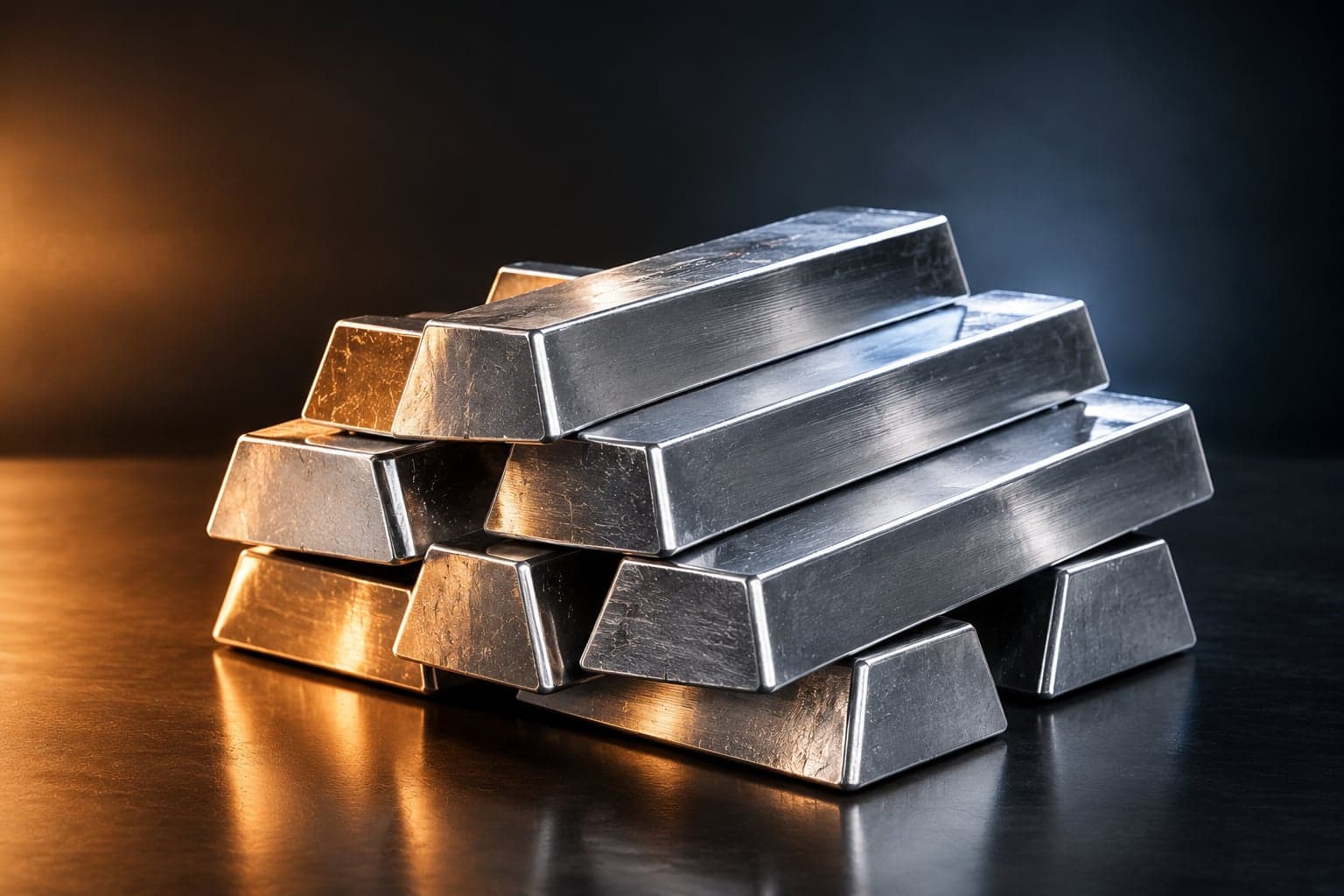 Stacked aluminium ingots