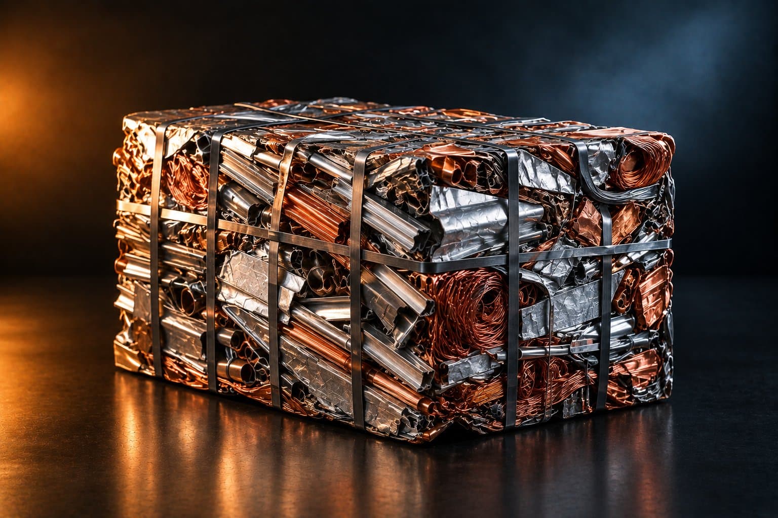 Compact bale of sorted mixed scrap metal