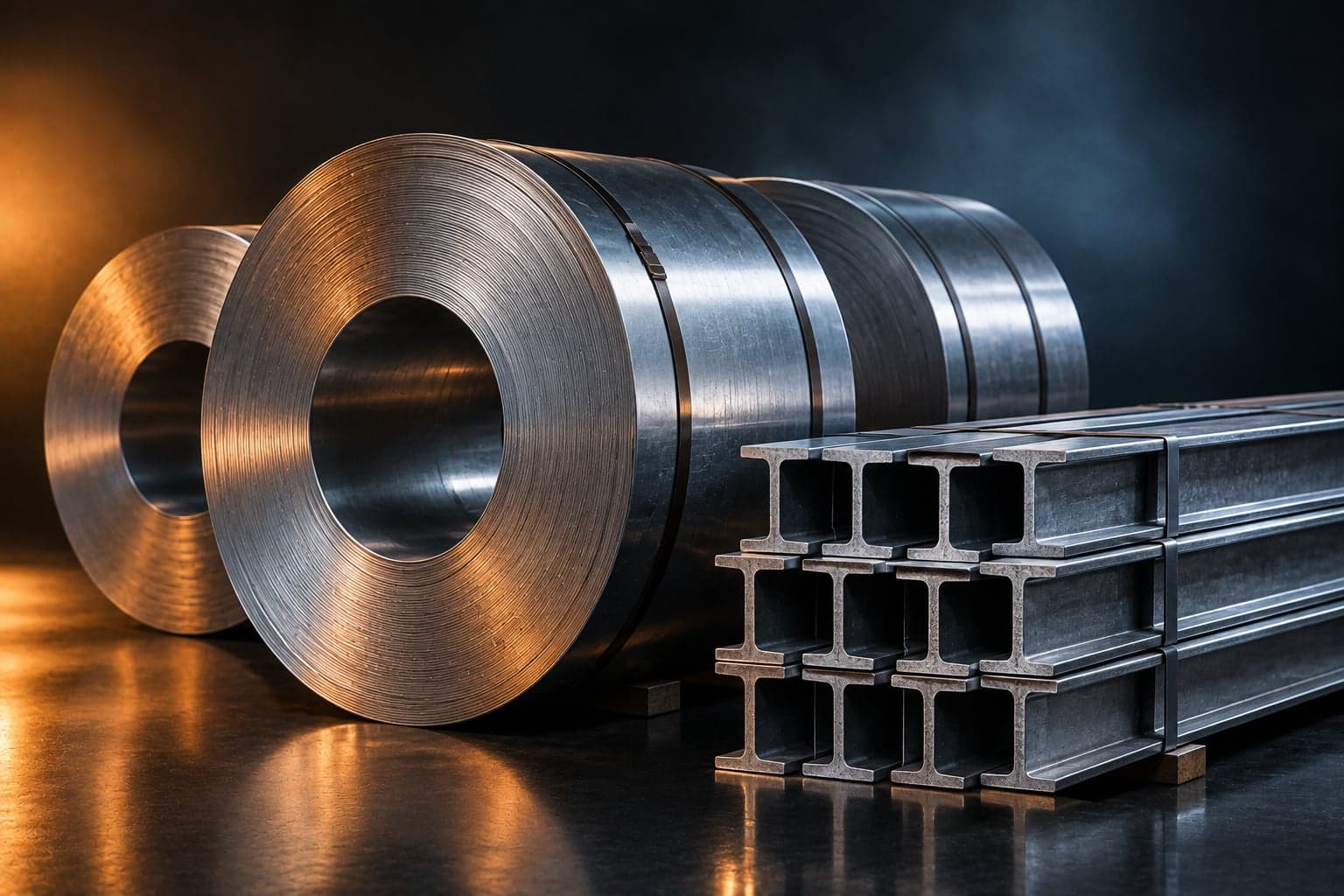 Steel coils in a warehouse
