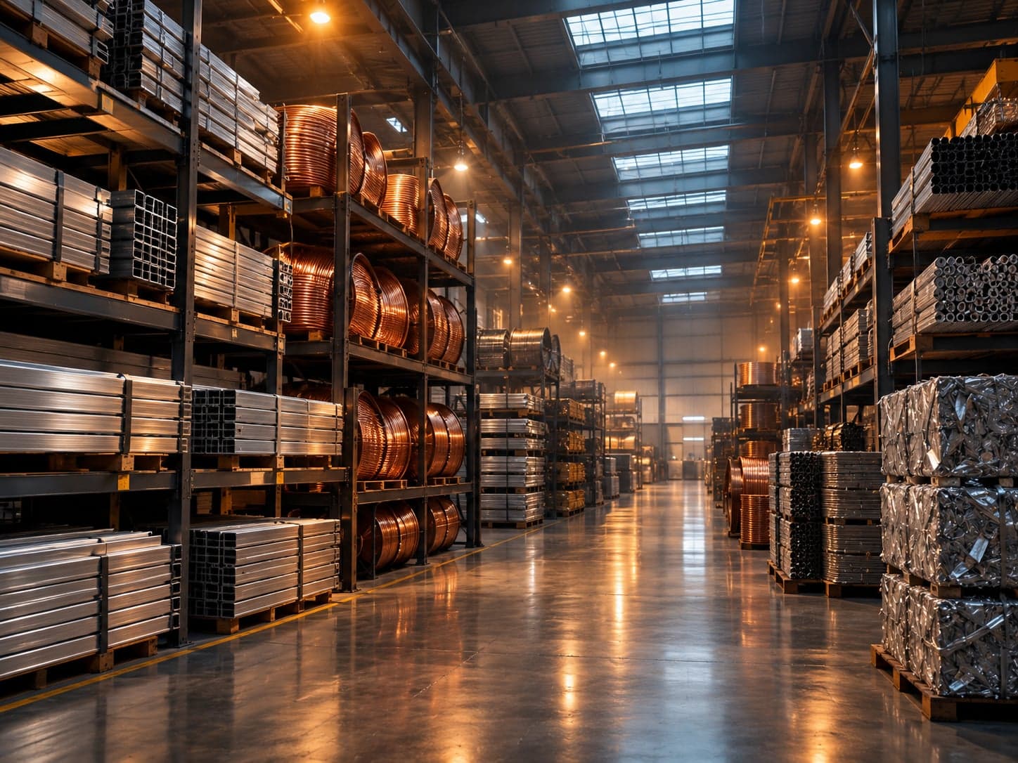 Interior of a modern, organised metals warehouse